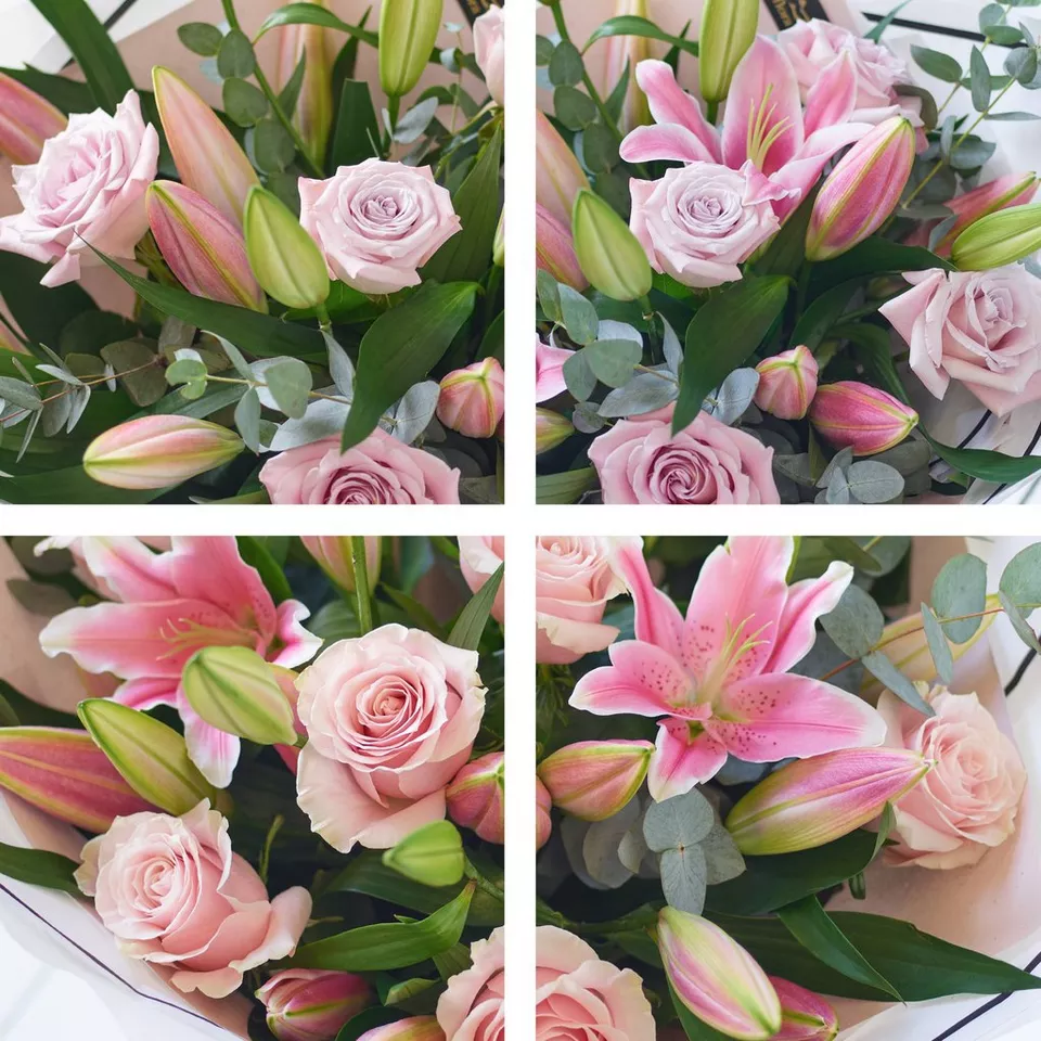 Beautifully Simple Pink Rose and Lily Bouquet - Image 2