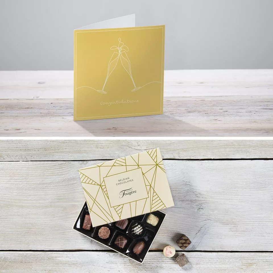 Congratulations gift set with chocolates and card - Image 2