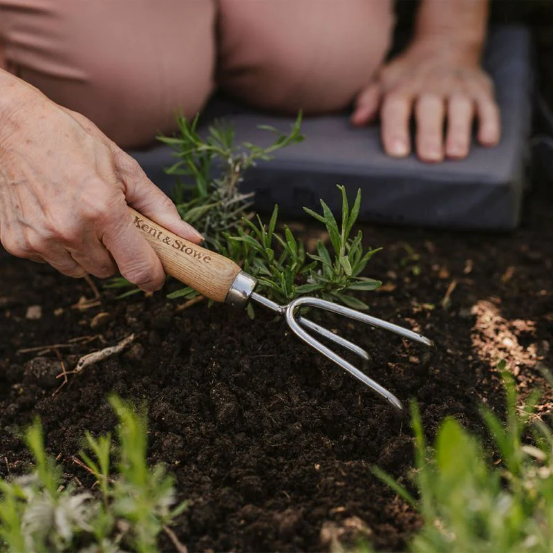Kent and Stowe Garden Life Stainless Steel Hand 3 Prong Cultivator - Image 2